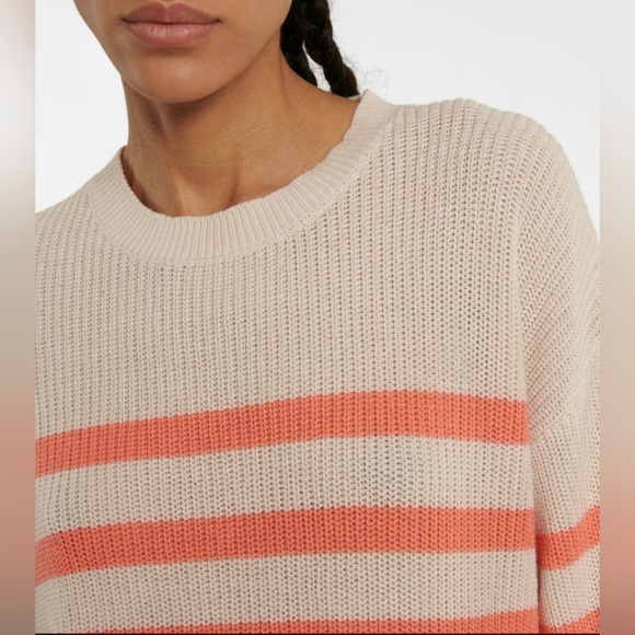 Women's Velvet Graham Spencer Coral Striped Knit Sweater, Size S 100% Cotton - Picture 4 of 11
